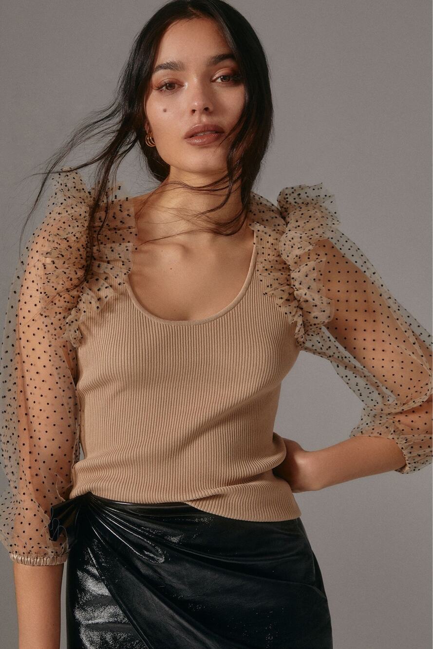 Dolan Sheer Sleeve sweater top small